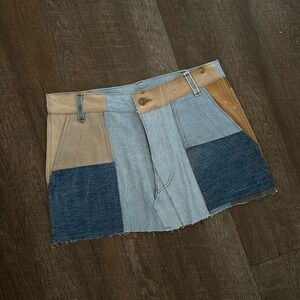Unique multi-colored denim mini skirt